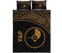 Yap Quilt Bed Set - Yap Flag Curve Version Yellow - Polynesian Pride