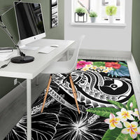 YAP Polynesian Area Rug - Summer Plumeria (Black) - Polynesian Pride