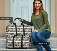 Hawaii Tropical Dark Green Leaves Seamless Pattern White Stripes Pink Background Hawaii Travel Bag - Polynesian Pride