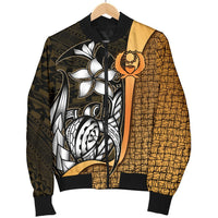 Pohnpei Micronesia Men's Bomber Jackets Gold - Turtle With Hook - Polynesian Pride