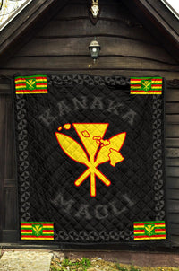 Kanaka Maoli Flag Polynesian Premium Quilt Gray - Love Style - Polynesian Pride