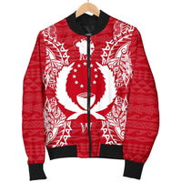 Pohnpei Polynesian Men's Bomber Jacket Map Red White - Polynesian Pride