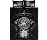 American Samoa Polynesian Quilt Bed Set Hibiscus Gray - Polynesian Pride