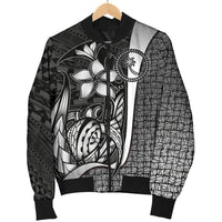 Chuuk Micronesian Men's Bomber Jackets White - Turtle With Hook - Polynesian Pride