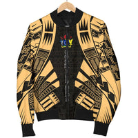 Cook Islands Men Bomber Jackets - Polynesian Tattoo Gold - Polynesian Pride