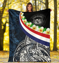 Polynesian Hawaii Premium Blanket - Hawaii Seal With Plumeria Style - Polynesian Pride