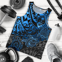 Guam Polynesian Tank Top (Men) - Blue Turtle Flowing Blue - Polynesian Pride