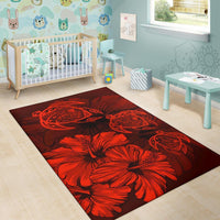 Hawaiian Map Hibiscus Flowers Vintage Polynesian Rug AH - Polynesian Pride