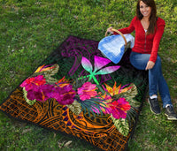 Polynesian Hawaii Kanaka Maoli Premium Quilt - Summer Hibiscus - Polynesian Pride