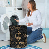 Guam Polynesian Custom Personalised Laundry Basket - Gold Tribal Wave - Polynesian Pride