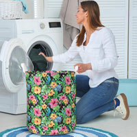 Tropical Hibiscus Banana Leafs Hawaii Laundry Basket - Polynesian Pride