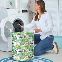 Tropical Orange Orchids Strelitzia Monstera Hawaii Laundry Basket - Polynesian Pride