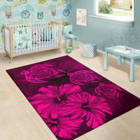 Hawaiian Map Hibiscus Flowers Vintage Polynesian Rug AH - Polynesian Pride