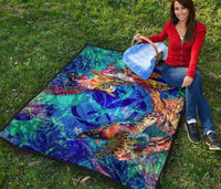 Hawaii Polynesian Premium Quilt - Kanaka Maoli Sea Turtle Coral Treasure - Polynesian Pride