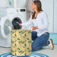 Tropical Flamingo Yellow Hawaii Laundry Basket AH - Polynesian Pride