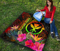 Polynesian Hawaii Kanaka Maoli Polynesian Personalised Premium Quilt - Hibiscus and Banana Leaves - Polynesian Pride