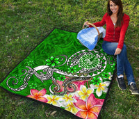 Tahiti Premium Quilt - Turtle Plumeria (Green) - Polynesian Pride
