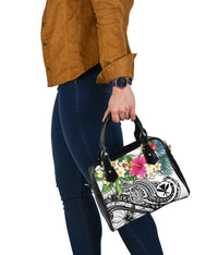 Polynesian Hawaii Kanaka Maoli Shoulder Handbag - Summer Plumeria (White) - Polynesian Pride