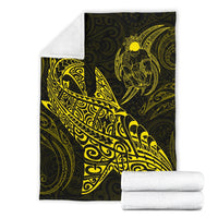 Shark Polynesian Blanket - Polynesian Tattoo Yellow - Polynesian Pride