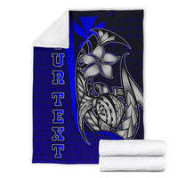 Polynesian Hawaii Custom Personalised Premium Blanket Blue - Turtle with Hook - Polynesian Pride