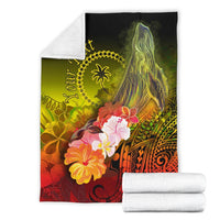 Custom Personalised Chuuk Premium Blanket - Humpback Whale with Tropical Flowers (Yellow) - Polynesian Pride