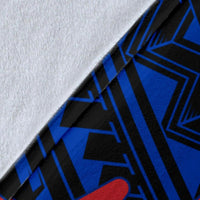 Samoa Premium Blanket - Samoa Seal With Polynesian Patterns In Heartbeat Style (Blue) - Polynesian Pride