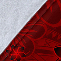 Tahiti Custom Personalised Premium Blanket - Turtle Plumeria (Red) - Polynesian Pride