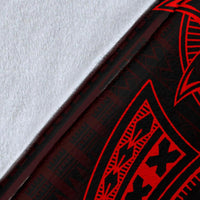 Seahorse Polynesian Blanket - Polynesian Tattoo Red - Polynesian Pride