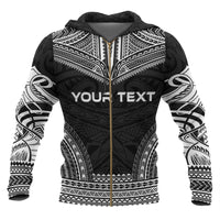 Northern Mariana Island Polynesian Chief Custom Zip up Hoodie Black Version - Polynesian Pride