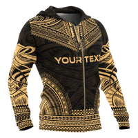 Pohnpei Polynesian Chief Custom Zip up Hoodie Gold Version - Polynesian Pride