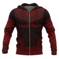 Northern Mariana Island Polynesian Chief Custom Zip up Hoodie Red Version - Polynesian Pride