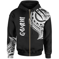 Guam Zip Hoodie Guam Tatau Patterns Unisex Black - Polynesian Pride