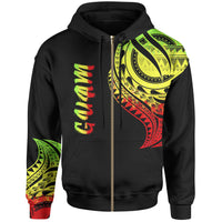 Guam Zip Hoodie Guam Tatau Reggae Patterns Unisex Black - Polynesian Pride