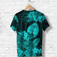 Guam Polynesian T Shirt Tropical Flowers Turquoise LT8 - Polynesian Pride