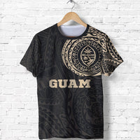 Guam T Shirt Guam Coat of Arms Polynesian Tattoo Style Unisex Black-Gold - Polynesian Pride