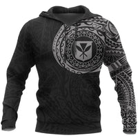 Polynesian Hoodie Kanaka Maoli Flag Polynesian Tattoo Style Special Version Unisex Gray & Black - Polynesian Pride