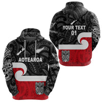 Custom Maori Aotearoa Haka Hoodie New Zealand Simple, Custom Text and Number LT8 Black - Polynesian Pride