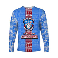 (Custom Personalised) Tonga Apifoou College Long Sleeve Shirts Tonga Simple Style LT6 Unisex Blue - Polynesian Pride