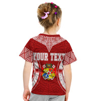 Personalised Tonga Independence Day Kid T Shirt Kupesi Pattern Mix Style LT7 - Polynesian Pride