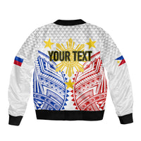 Personalised Philippines Independence Day Sleeve Zip Bomber Jacket Tribal Sun and Stars Ver 01 LT7 - Polynesian Pride