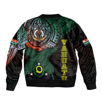 Personalised Vanuatu Bomber Jacket Turtle Chest Tattoo Flag Color - Penama LT7 - Polynesian Pride