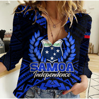 (Custom Personalised) Samoa Independence Day Women Casual Shirt Ulafa Polynesian Unique Blue No3 LT9 Female Blue - Polynesian Pride