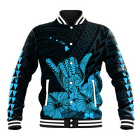 Hawaii Shaka Sign Baseball Jacket Blue Version LT9 Unisex Blue - Polynesian Pride