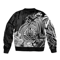 Polynesian Tahiti Island Bomber Jacket The Wave of Water - Black LT9 - Polynesian Pride