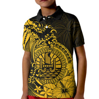 Polynesian Tahiti Island Kid Polo Shirt The Wave of Water - Gold LT9 Kid Gold - Polynesian Pride