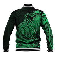 Polynesian Tahiti Island Baseball Jacket The Wave of Water - Green LT9 - Polynesian Pride