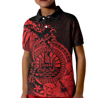 Polynesian Tahiti Island Kid Polo Shirt The Wave of Water - Red LT9 Kid Red - Polynesian Pride