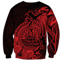 Polynesian Tahiti Island Sweatshirt The Wave of Water - Red LT9 - Polynesian Pride