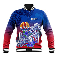 Tahiti Baseball Jacket Polynesian Floral Tribal LT9 Unisex Blue - Polynesian Pride