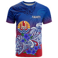 Tahiti T Shirt Polynesian Floral Tribal LT9 Blue - Polynesian Pride